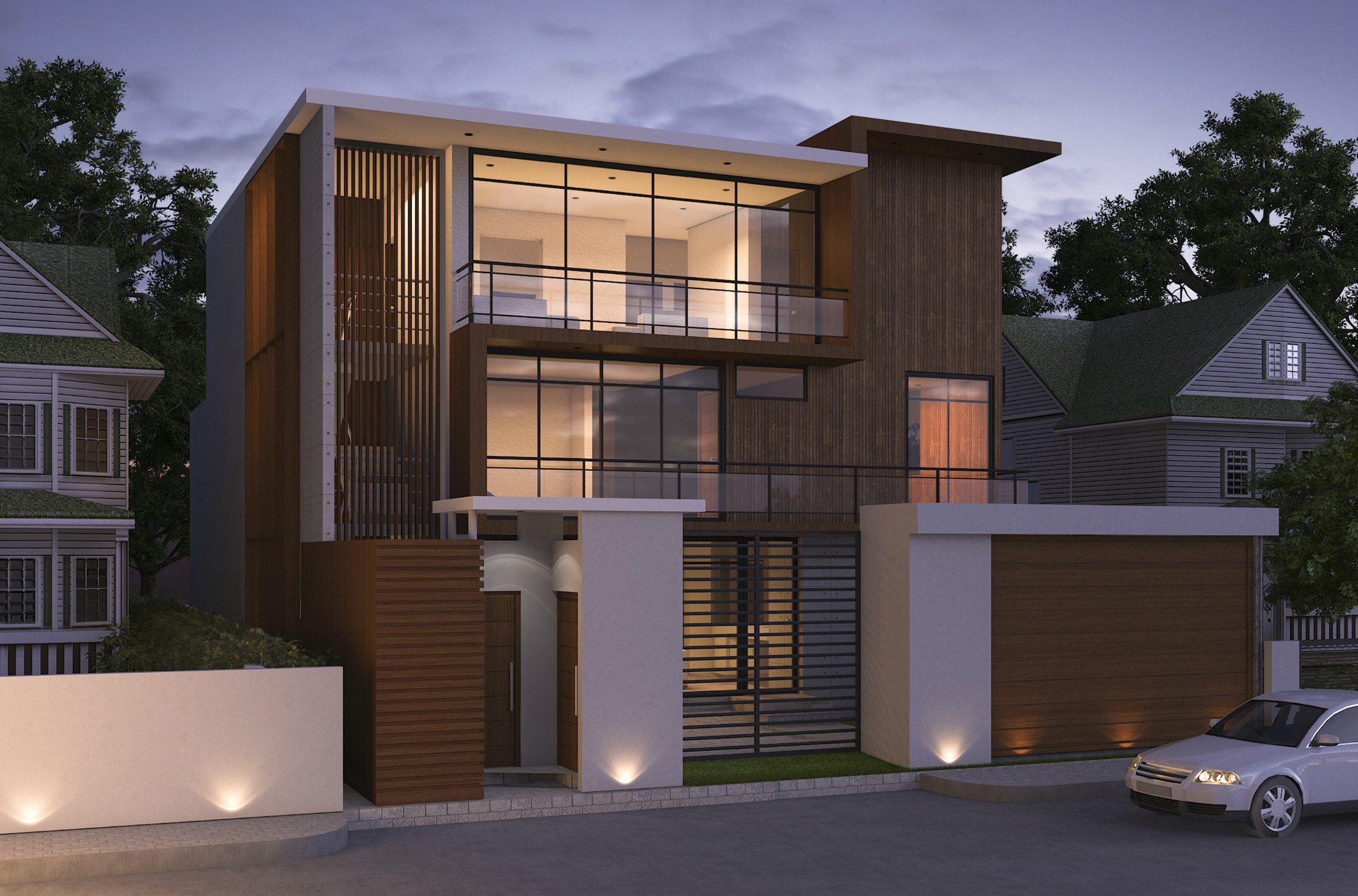 3d-rendering-luxury-modern-building-village-night